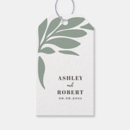 Sage and Blush Tropical Abstract Floral Wedding ギフトタグ