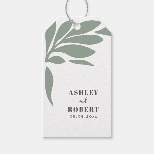 Sage and Blush Tropical Abstract Floral Wedding ギフトタグ (正面)