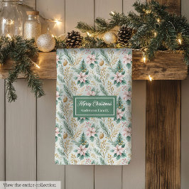 Sage and Gold Kitchen Towel Christmas Floral Gift キッチンタオル