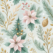 Sage and Gold Kitchen Towel Christmas Floral Gift キッチンタオル