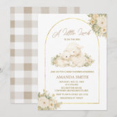 Sage and Ivory Little Lamb Baby Shower Invitation 招待状 (正面/裏面)