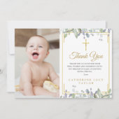  sage and Lilacの花の洗礼/命名式の写真 サンキューカード (正面)