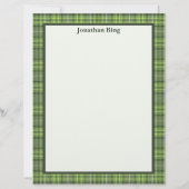 Sage and Olive Plaid Stationery Paper (正面)