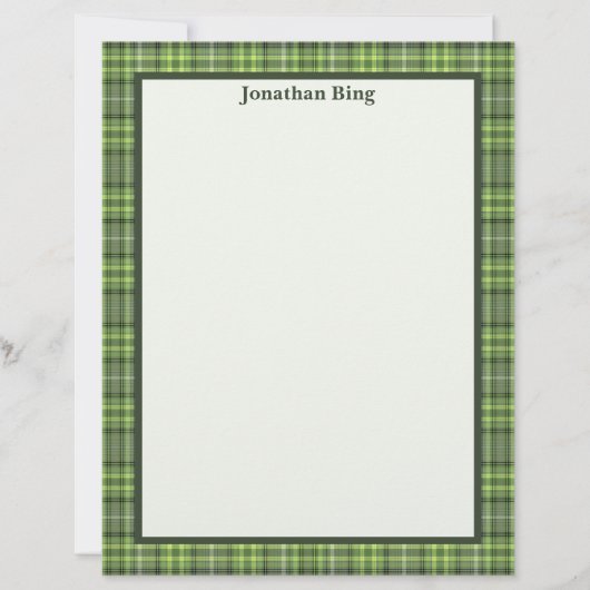 Sage and Olive Plaid Stationery Paper (正面)