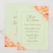 Sage and Pink Floral Wedding Invitation 招待状 (正面/裏面)