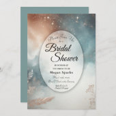 Sage and Terracotta Stardust Skies Bridal Shower 招待状 (正面/裏面)