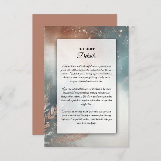 Sage and Terracotta Stardust Skies Wedding エンクロージャーカード (正面/裏面)