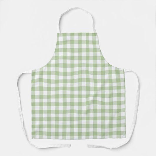Sage and White Buffalo Plaid Gingham エプロン (正面)