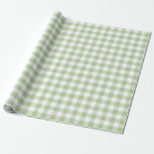 Sage and White Buffalo Plaid Gingham ラッピングペーパー (アンロールド)