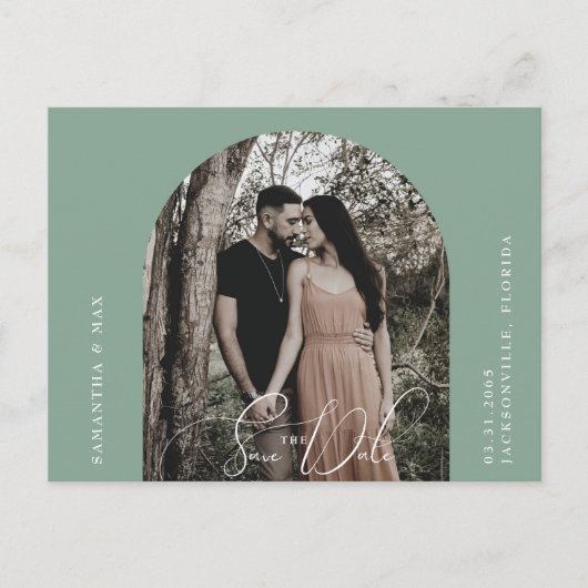 Sage Archコンテンポラリー Photo Black日付を保存 ポストカード (正面)