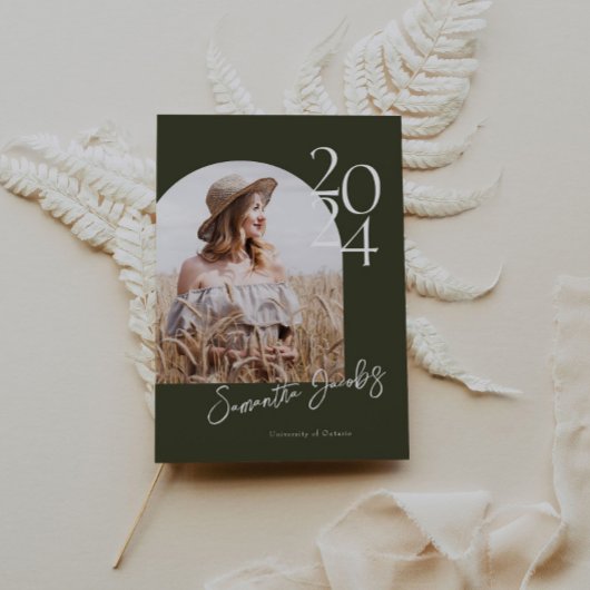 Sage Archミニマモダンリスト写真卒業パーティー 招待状