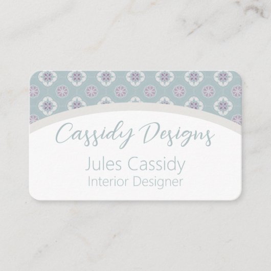 Sage Arch上の対称ピンクの花タイル模様 名刺 (正面)
