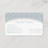 Sage Arch上の対称ピンクの花タイル模様 名刺 (裏面)