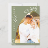 Sage Arch Boho ミニマル Leaf写真 セーブザデート (正面)