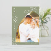 Sage Arch Boho ミニマル Leaf写真 セーブザデート (スタンド正面)