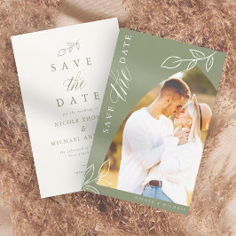 Sage Arch Boho ミニマル Leaf写真 セーブザデート