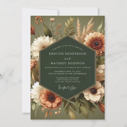 Sage Autumnal Harvest Wedding 招待状 (正面)