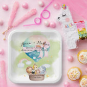 Sage Baby Animals Safariでの性別の表示 ペーパープレート (パーティー)