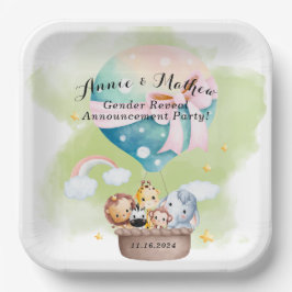 Sage Baby Animals Safariでの性別の表示 ペーパープレート