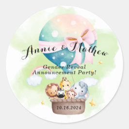 Sage Baby Animals Safariでの性別の表示 ラウンドシール