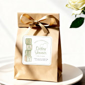 Sage Baby Blocks Baby Shower Favor Sticker スクエアシール