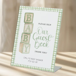 Sage Baby Blocks Please Sign Our Guest Book Sign 台座サイン