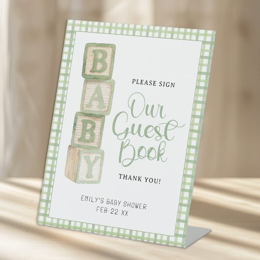 Sage Baby Blocks Please Sign Our Guest Book Sign 台座サイン