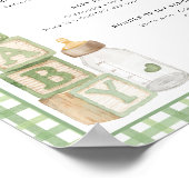 Sage Baby Shower Signature Drinks Sign Printable ポスター (角)