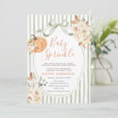Sage Baby Sprinkle Autumn Pumpkin Baby Shower 招待状 (スタンド正面)