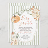 Sage Baby Sprinkle Autumn Pumpkin Baby Shower 招待状 (正面/裏面)