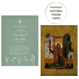 Sage BackgroundのWildflowersの結婚祈りの言葉カード プレイスカード