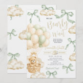 Sage Beige Gender Neutral Baby Shower Invite 招待状 (正面/裏面)