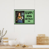 Sage Beveledアールデコ誕生日写真 ポスター (キッチン)