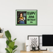 Sage Beveledアールデコ誕生日写真 ポスター (ホームオフィス)