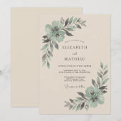 Sage Blossom Botanical Wedding 招待状 (正面/裏面)