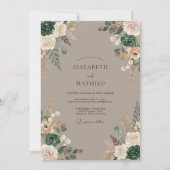 Sage Blossom Rustic Romance Wedding 招待状 (正面)