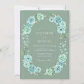 Sage Blue Botanical Whimsical Wedding 招待状 (正面)