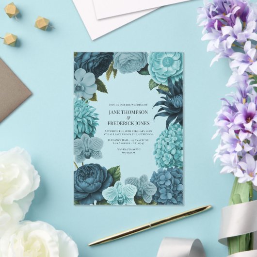 Sage Blue, Glacier Teal & Ice Mint Wedding アクリル招待状 (インサイチュ (ウェディング))