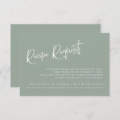 Sage Blue/Greenブライダルシャワーレシピリクエストカード (正面/裏面)