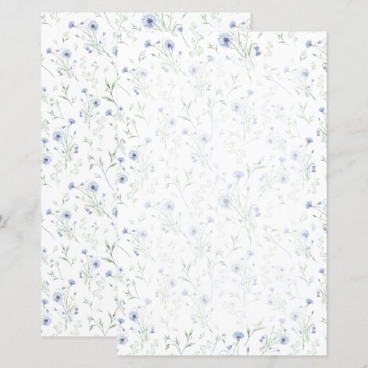 Sage Blue Watercolor Wildflower (正面/裏面)