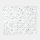 Sage Blue Watercolor Wildflower フリースブランケット (正面(横))