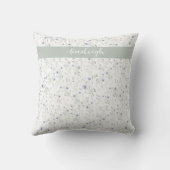 Sage Blue Watercolor Wildflower Monogram Name クッション (裏面)