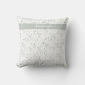 Sage Blue Watercolor Wildflower Monogram Name クッション (正面)