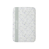 Sage Blue Watercolor Wildflower Monogram Name バスマット (正面縦)
