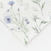 Sage Blue Watercolor Wildflower Monogram Name フリースブランケット (角)
