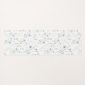 Sage Blue Watercolor Wildflower Monogram Name ヨガマット (裏面(横))