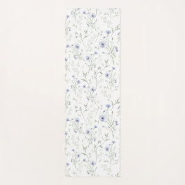 Sage Blue Watercolor Wildflower Monogram Name ヨガマット