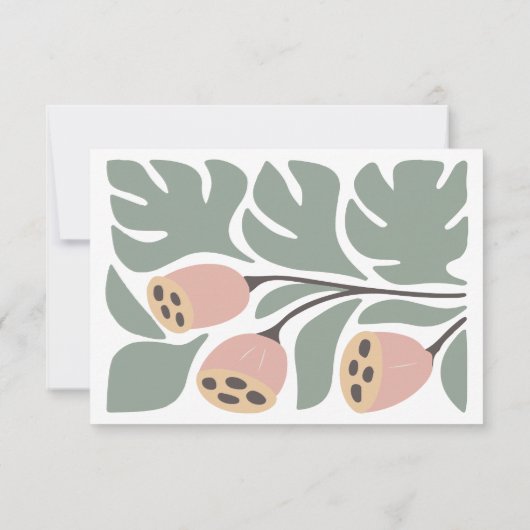 Sage & Blush Abstract Floral Wedding Invitation,  出欠カード (裏面)