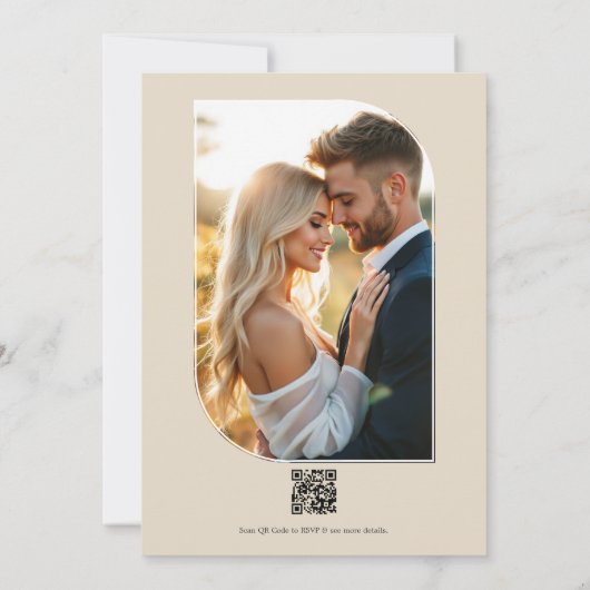 Sage, Blush and Light Tan Floral Wedding QR Code 招待状 (裏面)