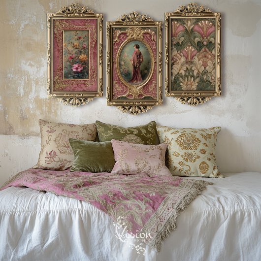 Sage Blush Art Nouveau Fan Damask Pattern 薄葉紙